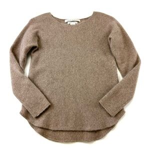 Double Ply cashmere womens sweater Small round neck hem pullover taupe